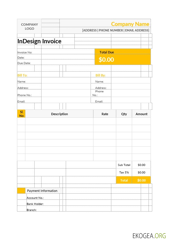 Modèle de facture Indesign